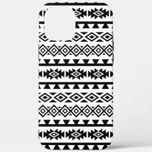 Aztec - Gestormd Big Pattern II Black op White iPhone 12 Pro Max Hoesje
