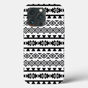 Aztec - Gestormd Big Pattern II Black op White iPhone 13 Pro Hoesje