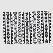 Aztec - Gestormd Big Pattern II Black op White Golfhanddoek (Horizontaal)