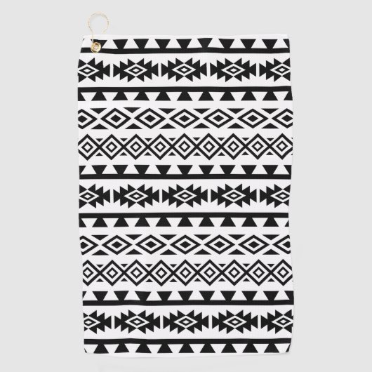 Aztec - Gestormd Big Pattern II Black op White Golfhanddoek (Voorkant)