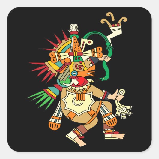 Aztec God Quetzalcoatl Vierkante Sticker (Voorkant)