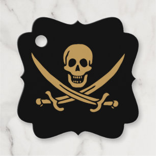 Aztec Gold Schedel & Sabel Piraat Calico Jack Bedankjes Labels
