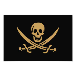 Aztec Gold Schedel & Sabel Piraat Calico Jack Foto Afdruk