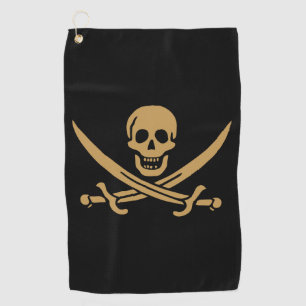 Aztec Gold Schedel & Sabel Piraat Calico Jack Golfhanddoek