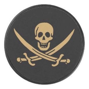 Aztec Gold Schedel & Sabel Piraat Calico Jack Hockey Puck