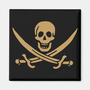 Aztec Gold Schedel & Sabel Piraat Calico Jack Magneet