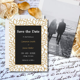 Aztec Gouden Kleur Bladgroen Outline Save The Date Kaart