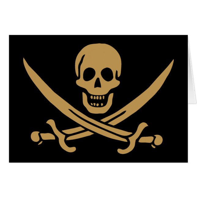 Aztec Gouden Schedel & Cutlass Piraat Calico Jack (Voorkant Horizontaal)