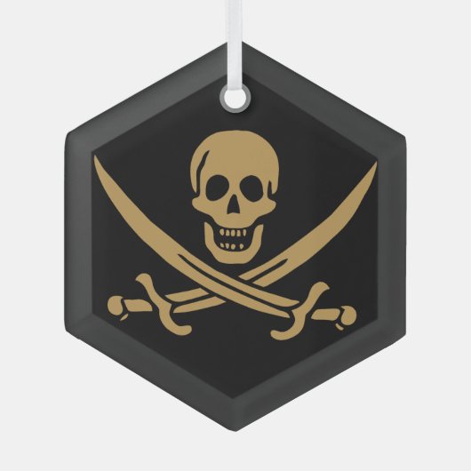 Aztec Gouden Schedel & Cutlass Piraat Calico Jack Glas Ornament (Voorkant)