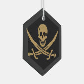 Aztec Gouden Schedel & Cutlass Piraat Calico Jack Glas Ornament (Voorkant Rechts)