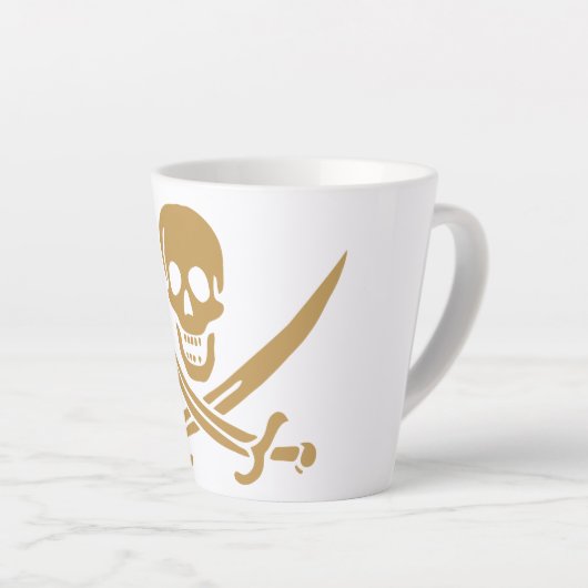 Aztec Gouden Schedel & Cutlass Piraat Calico Jack Latte Mok (Rechterhoek)