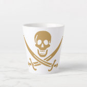 Aztec Gouden Schedel & Cutlass Piraat Calico Jack Latte Mok (Voorkant)