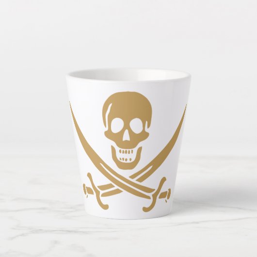 Aztec Gouden Schedel & Cutlass Piraat Calico Jack Latte Mok (Voorkant)