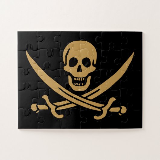 Aztec Gouden Schedel & Cutlass Piraat Calico Jack Legpuzzel (Horizontaal)