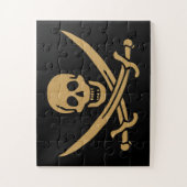 Aztec Gouden Schedel & Cutlass Piraat Calico Jack Legpuzzel (Verticaal)
