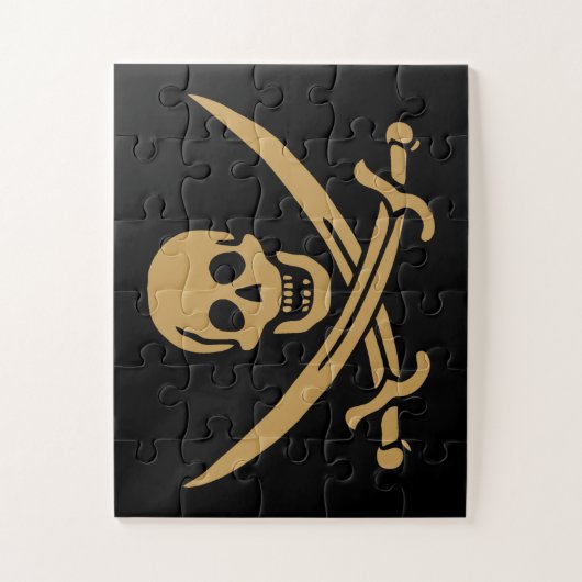 Aztec Gouden Schedel & Cutlass Piraat Calico Jack Legpuzzel (Verticaal)