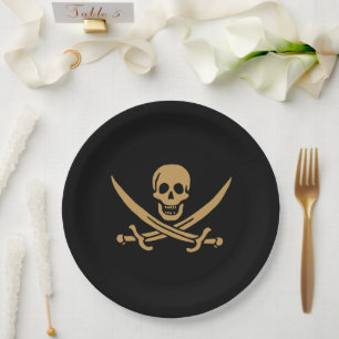Aztec Gouden Schedel & Cutlass Piraat Calico Jack Papieren Bordje