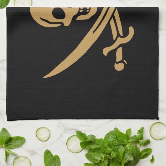 Aztec Gouden Schedel & Cutlass Piraat Calico Jack Theedoek (Gevouwen)