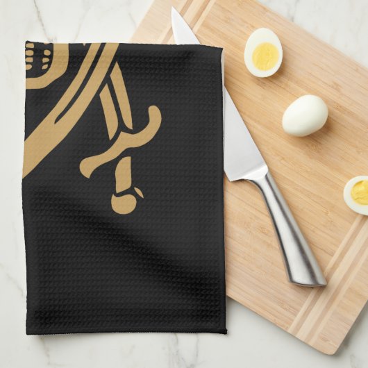 Aztec Gouden Schedel & Cutlass Piraat Calico Jack Theedoek (Quarter Fold)