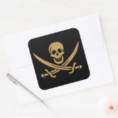 Aztec Gouden Schedel & Cutlass Piraat Calico Jack Vierkante Sticker (Envelop)