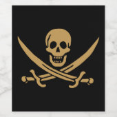 Aztec Gouden Schedel & Cutlass Piraat Calico Jack Wijn Etiket (Enkel label)