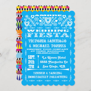Aztec Graphic Mexican Wedding Papel Picado nodigt  Kaart