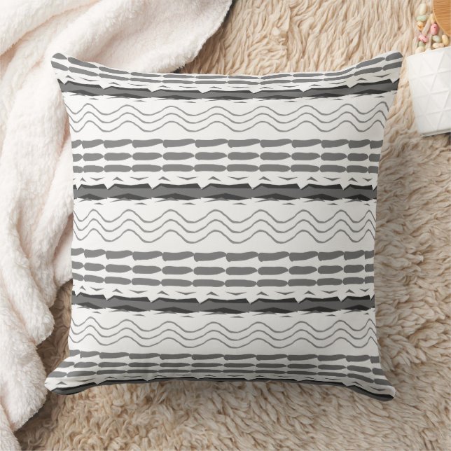 Aztec Grey Abstract Geometric Pattern Kussen (Deken)
