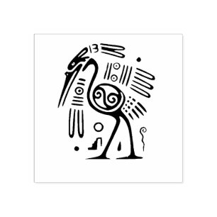 Aztec Heron Waterbird Art Rubberstempel