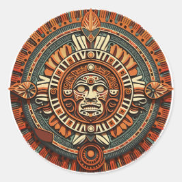 Aztec, Inca en Maya Ancient Symbool Ronde Sticker