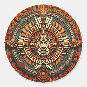Aztec, Inca en Maya Ancient Symbool Ronde Sticker