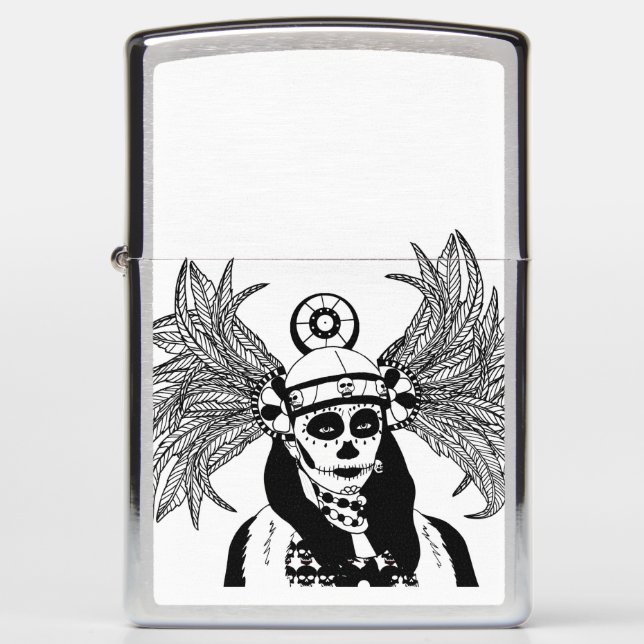 Aztec Indische dag van de dode skelet man kunst (Voorkant)