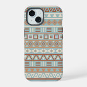 Aztec Influence Motif Crème Bleue Terracottas (Verso)