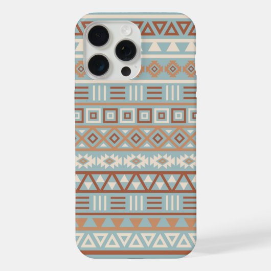 Aztec Influence Motif Crème Bleue Terracottas (Verso)