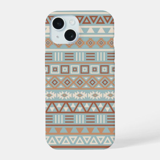 Aztec Influence Motif Crème Bleue Terracottas (Verso)