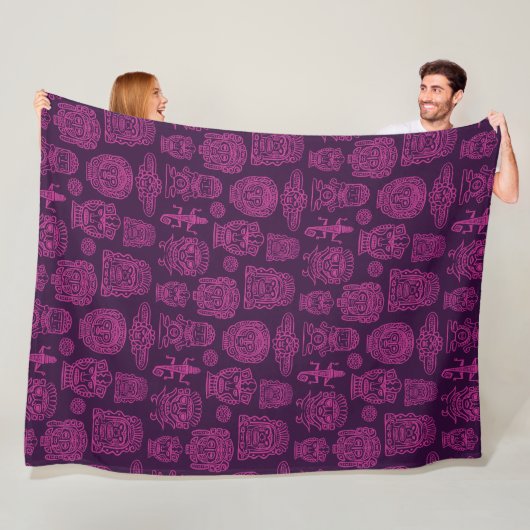Aztec Inspired Pink Pattern Fleece Deken (In situ)