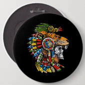 Aztec Jaguar Mask Ronde Button 6,0 Cm (Voorkant /achterkant)