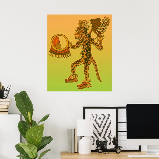 Aztec Jaguar Warrior Poster (Thuiskantoor)