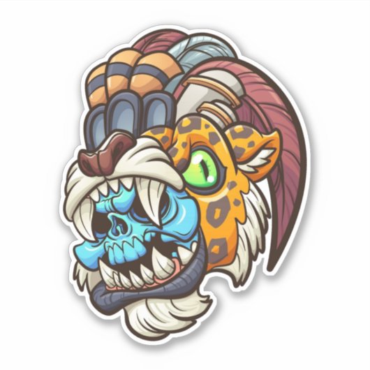 Aztec Jaguar Warrior Sticker (Voorkant)
