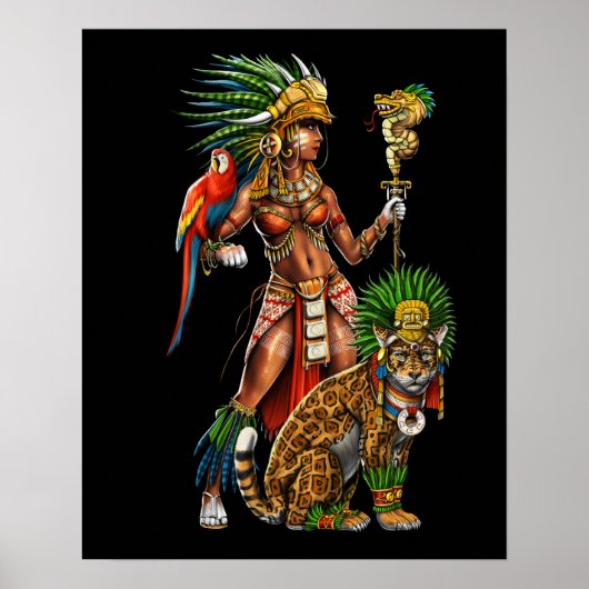 Aztec Jaguar Warrior Vrouw Poster (Voorkant)