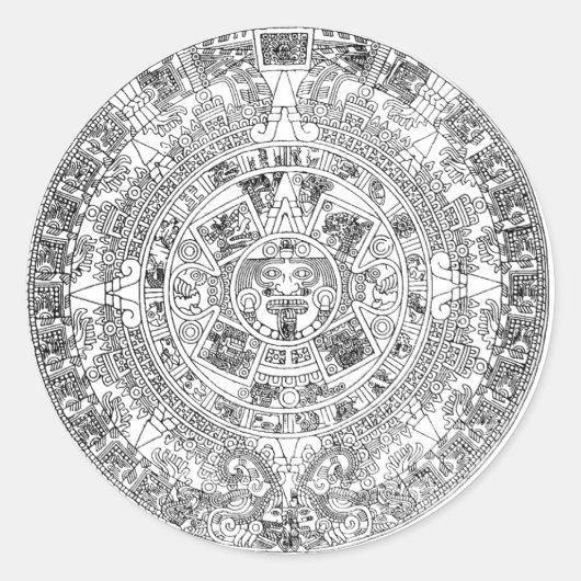 aztec-kalender ronde sticker (Voorkant)