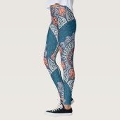 Aztec Mandala blauwgroen en oranje boho yoga leggi Leggings (Links)