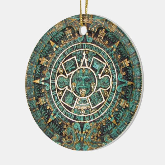 Aztec Mayan Ancient Round Disk Calendar Keramisch Ornament (Links)