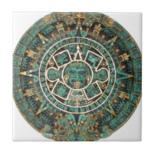 Aztec Mayan Ancient Round Disk Calendar Tegeltje