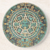 Aztec Mayan Ancient Round Disk Calendar Zandsteen Onderzetter (Voorkant)