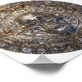 Aztec/Mayan Kalender Met Schedel Poster (Hoek)