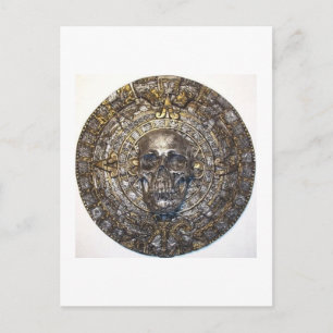 Aztec/Mayan Skull Warrior Calendar Briefkaart