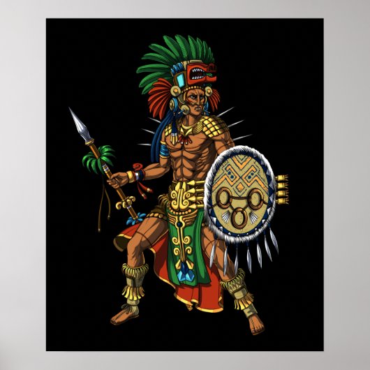 Aztec Mayan Warrior Poster (Voorkant)
