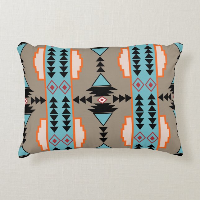 Aztec Mexican Geometric Pattern Accent Kussen (Voorkant)