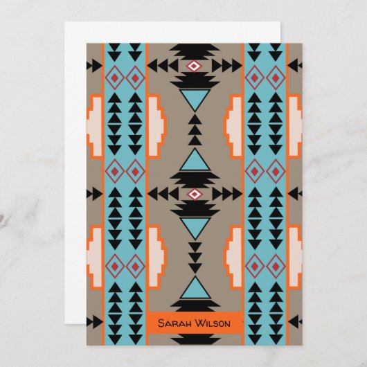 Aztec Mexican Geometric Pattern Bedankkaart (Voorkant / Achterkant)