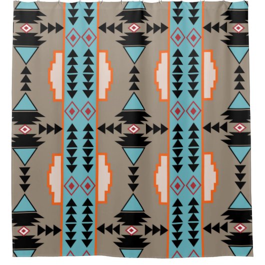 Aztec Mexican Geometric Pattern Douchegordijn (Voorkant)